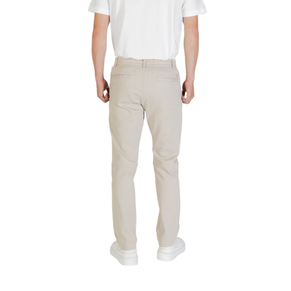 Beige Synthetic Casual Pants with Comfort Fit