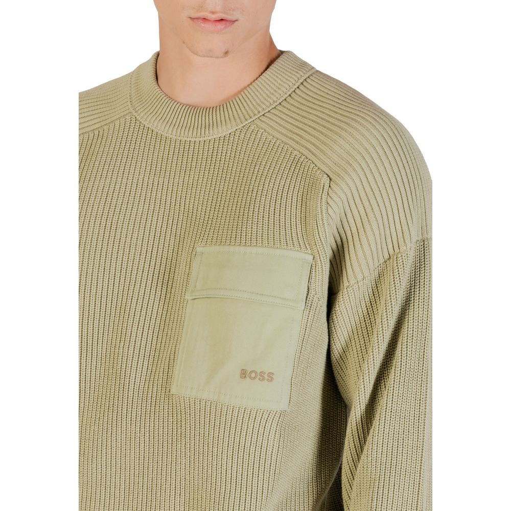 Green Cotton Sweatshirt with Embroidered Logo Patch