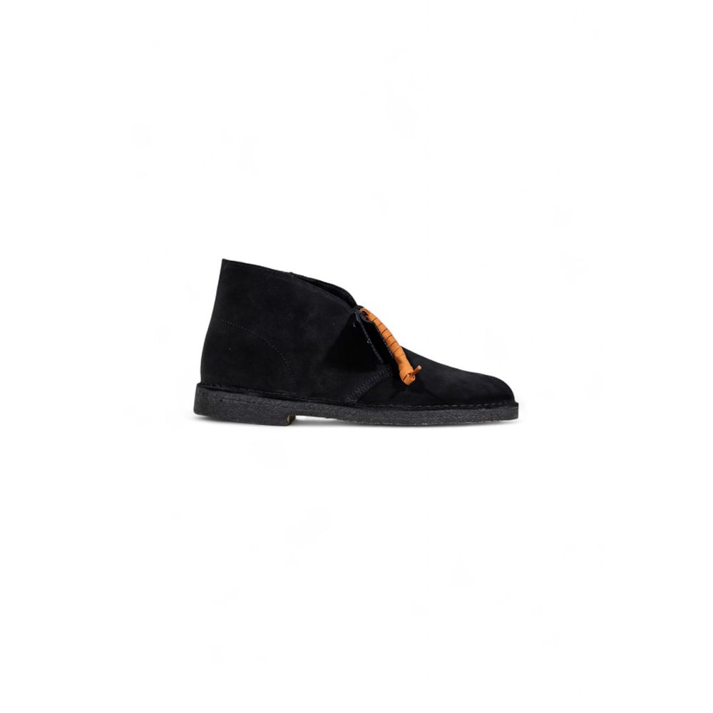 Schwarze knöchelhohe Schnürstiefel aus Leder und Wildleder