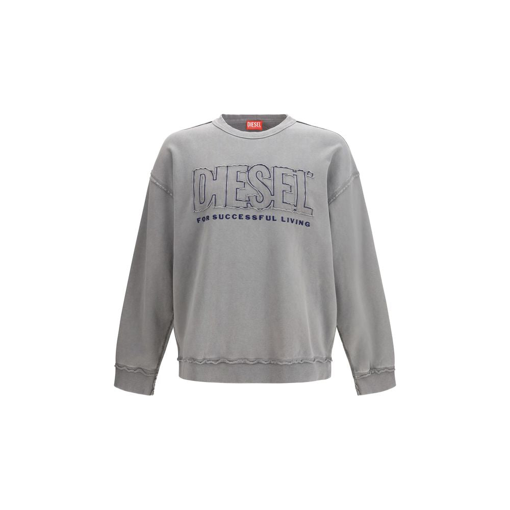 Gray Cotton Sweatshirt with Raw-Cut Hem