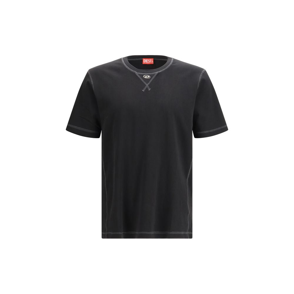 Schwarzes Baumwoll-T-Shirt mit Logo-Detail