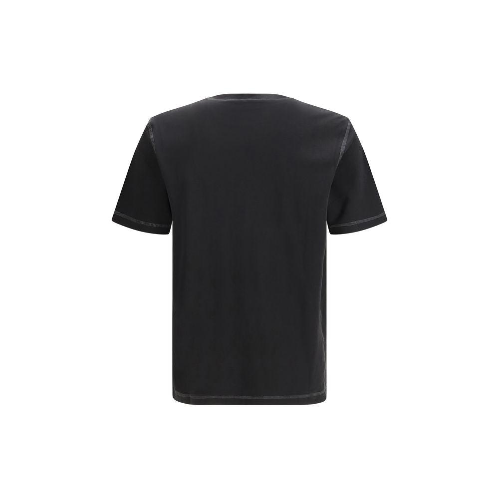 Schwarzes Baumwoll-T-Shirt mit Logo-Detail