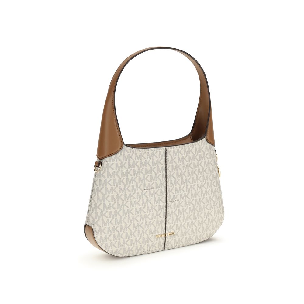 Beige Cotton Michael Kors Alice Shoulder Bag with Gold Details