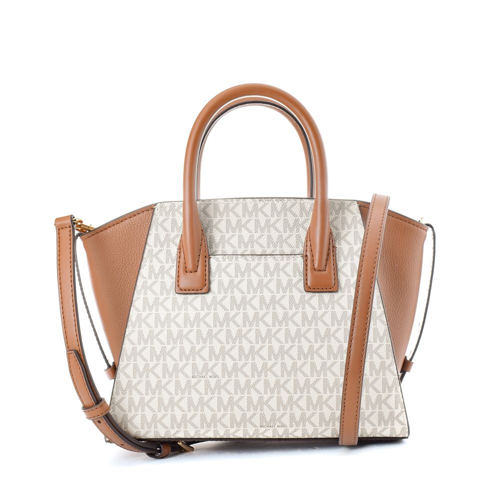Beige Canvas Handbag with Leather Details