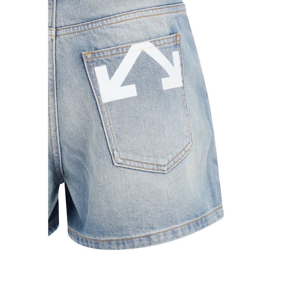 Blue Cotton Bermuda Shorts with Zipper Closure