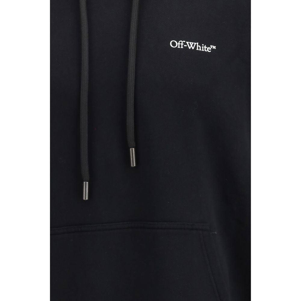 Black Cotton Off-White Skate Hoodie with Logo Print