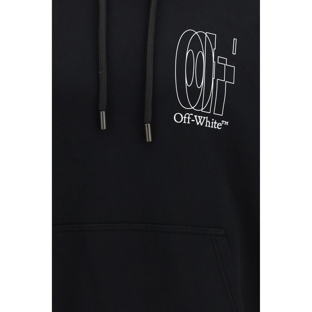 Black Cotton Hoodie with Signature Double Arrow Graphic