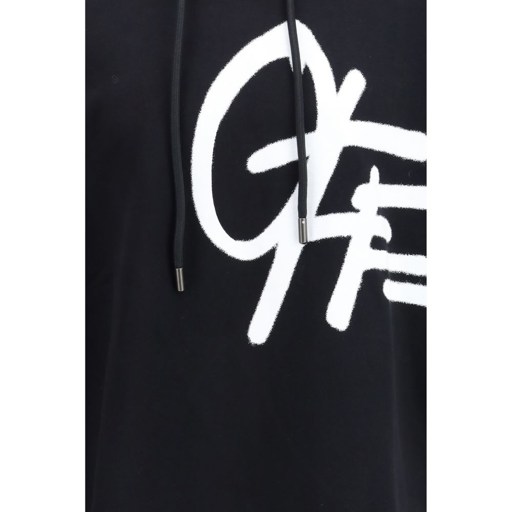 Schwarzer Off-White Spray Kapuzenpullover aus Baumwolle