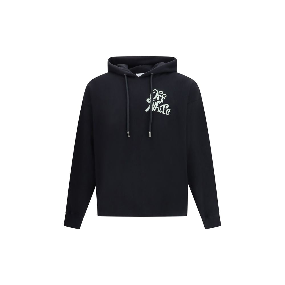 Schwarzer Baumwoll-Hoodie mit Logo-Detail