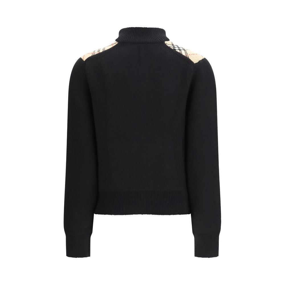 Schwarze Strickjacke aus Wolle und Kaschmir mit Reißverschluss