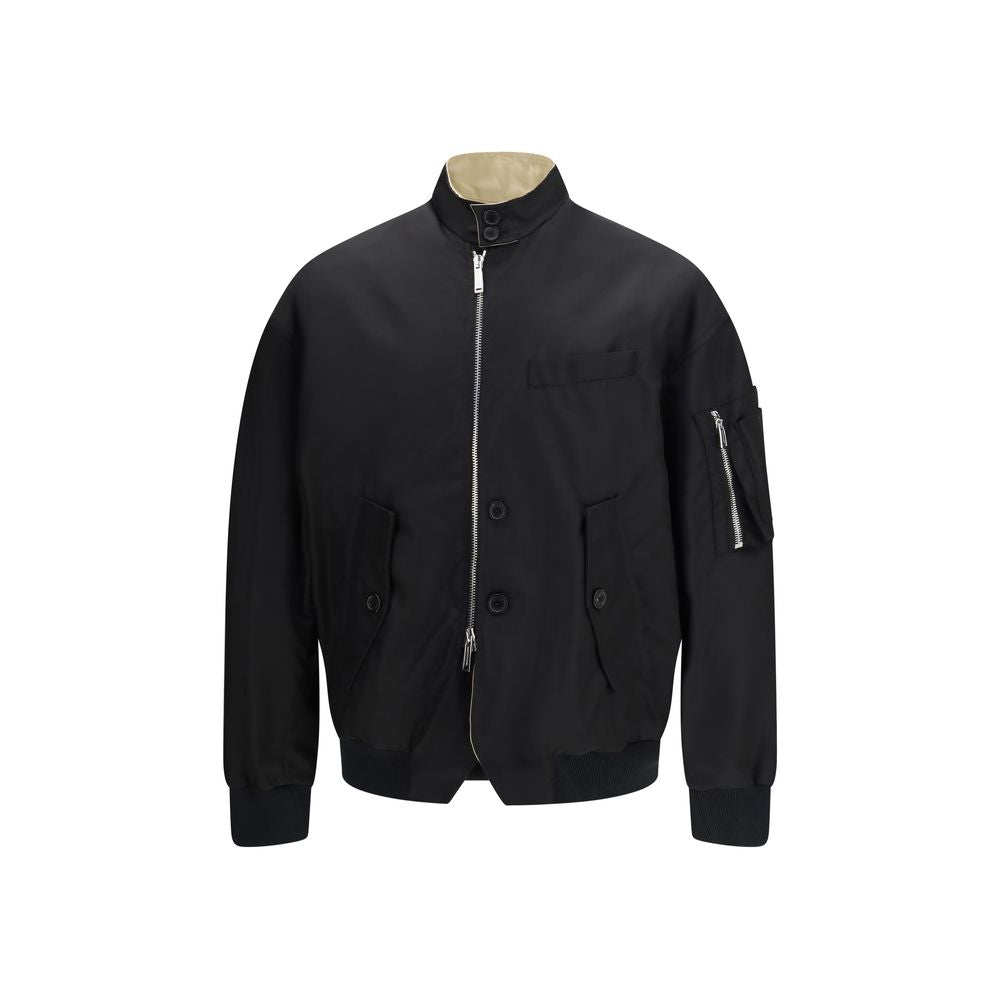 Schwarze Bomberjacke aus Synthetik mit Utility-Taschen