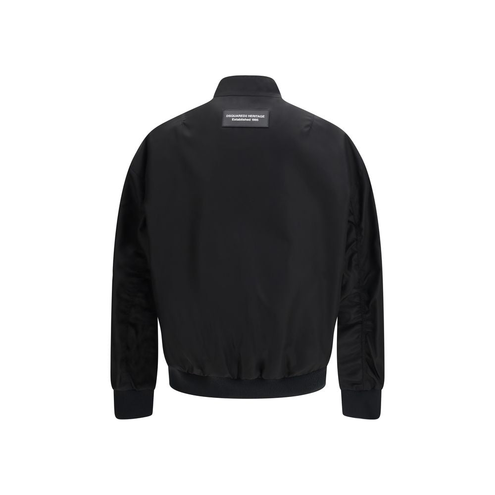 Schwarze Bomberjacke aus Synthetik mit Utility-Taschen