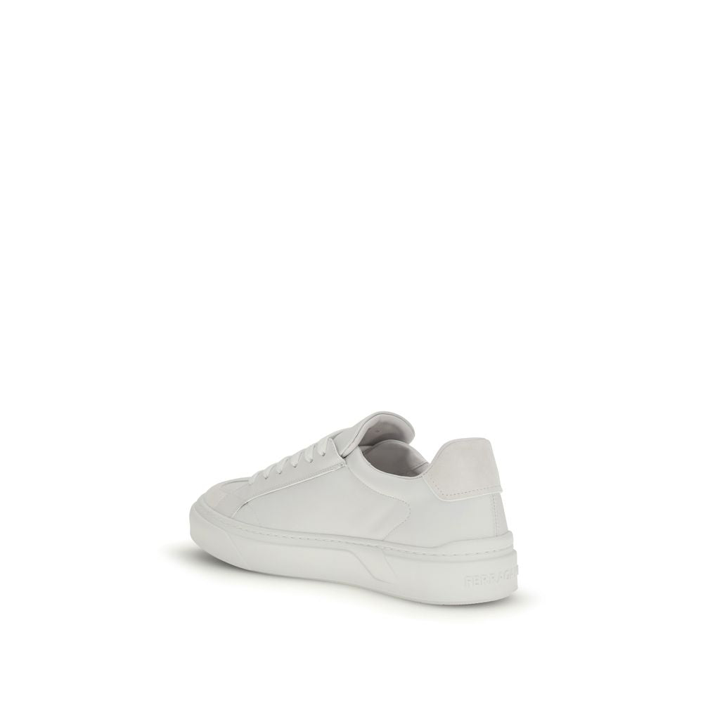 Weiße Leder-Gancini-Sneaker von Ferragamo