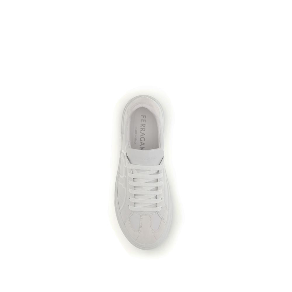 Weiße Leder-Gancini-Sneaker von Ferragamo