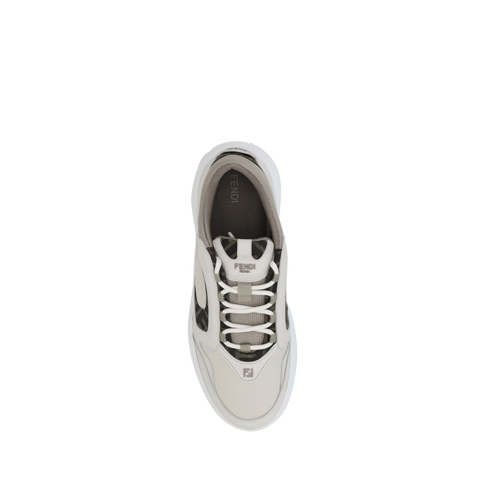 White Leather Low Top Sneakers with Logo Detail