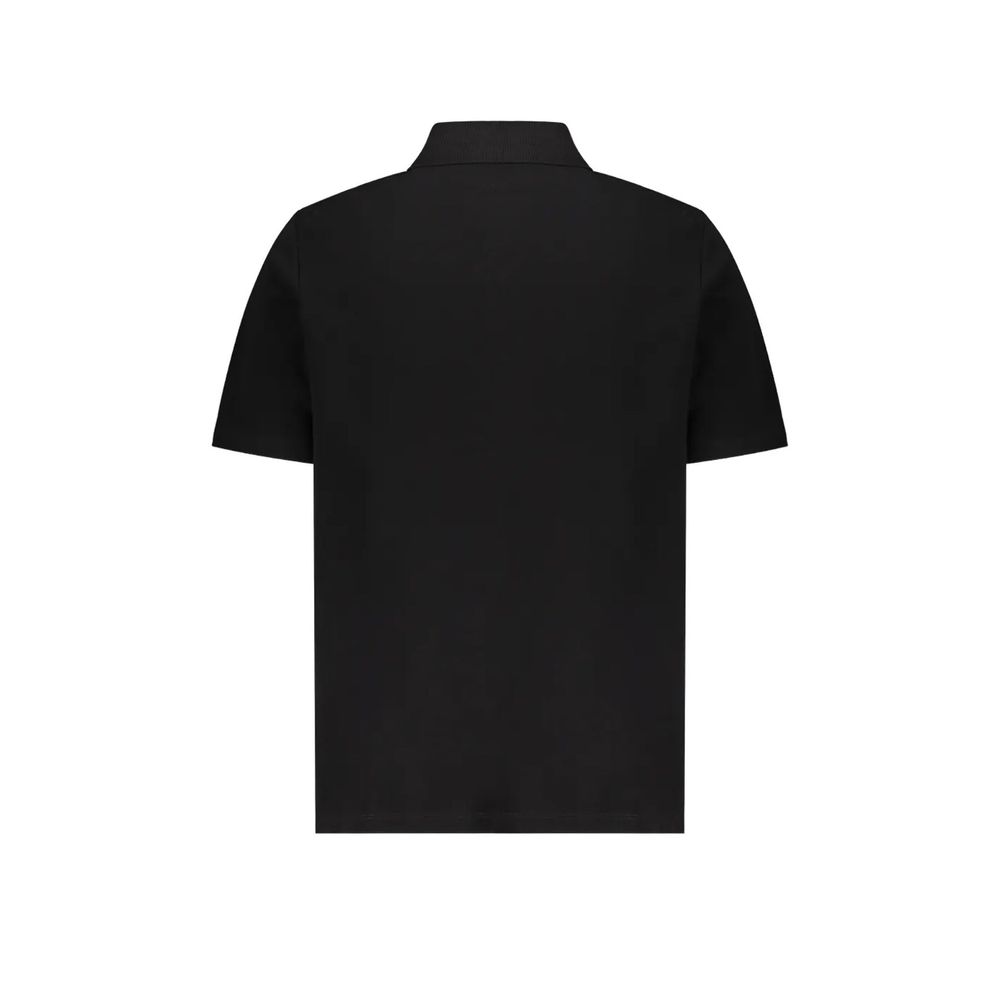 Schwarzes Polo-Shirt aus Baumwolle mit kontrastierendem Logo-Print