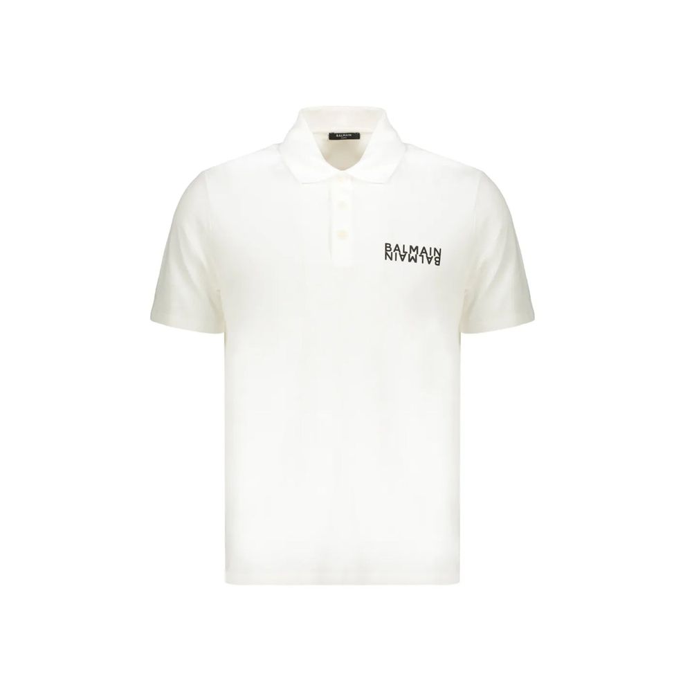 White Cotton Long Sleeve Polo Shirt