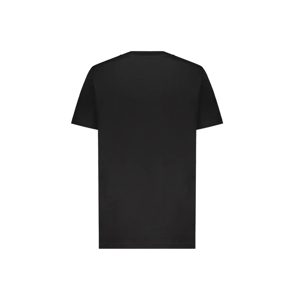 Black Cotton T-Shirt with Contrast Logo Print