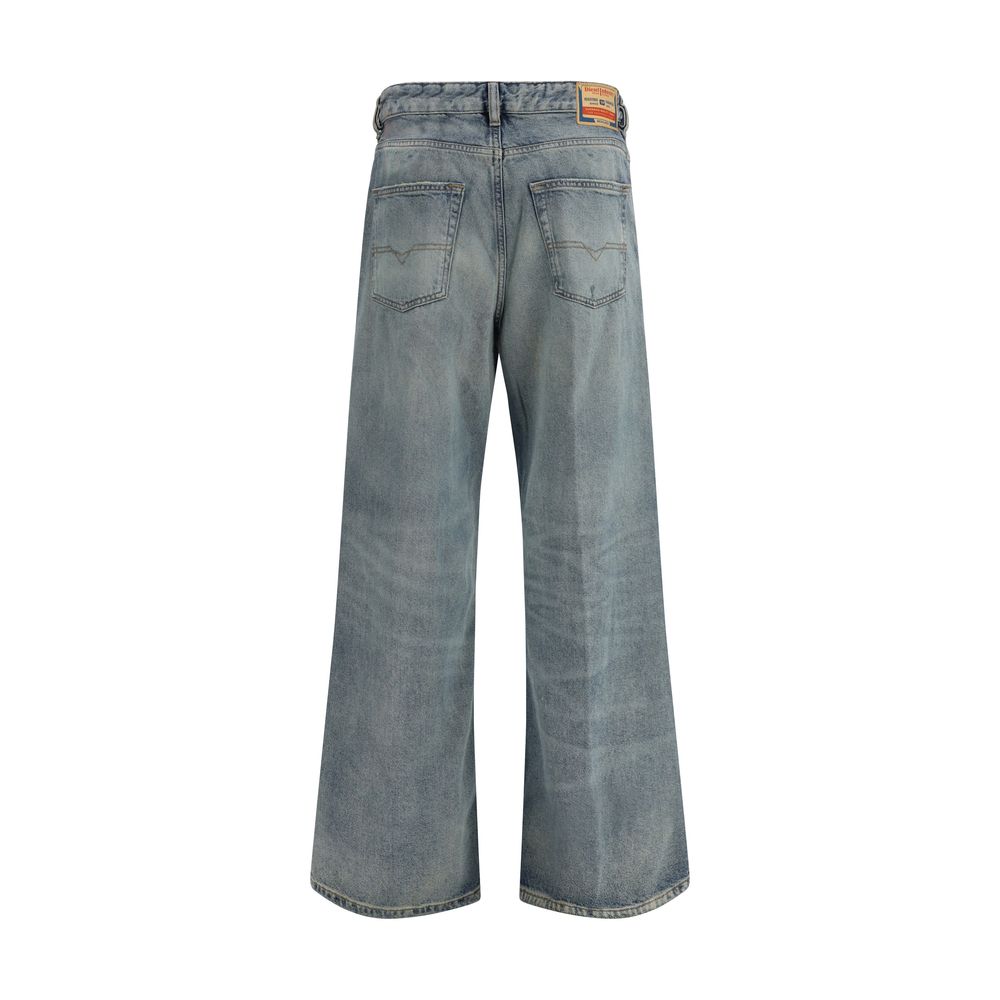 Blue Cotton Wide-Leg Jeans Relaxed Fit