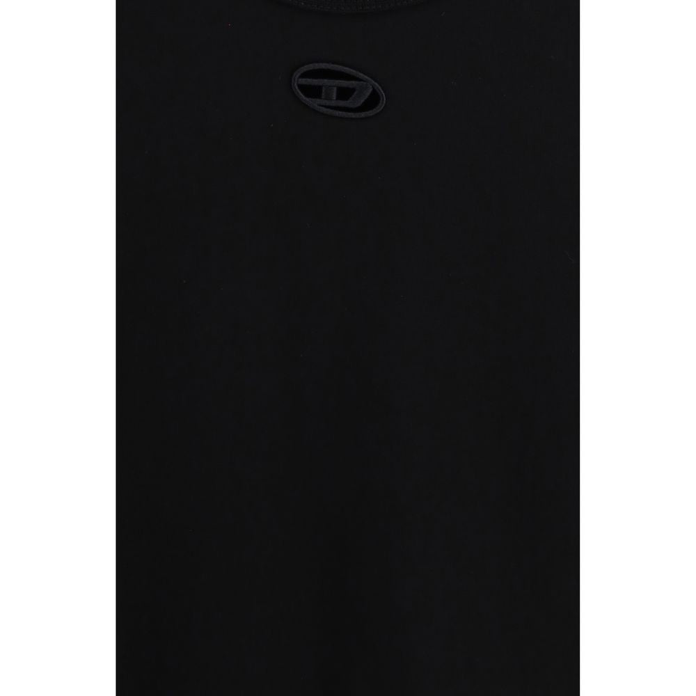 Black Cotton Slim Fit T-Shirt with Signature Embroidery