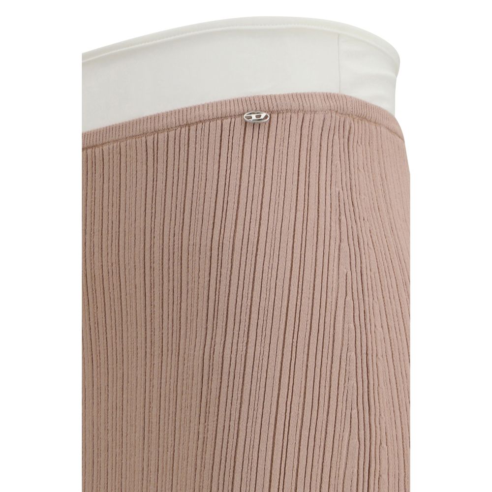 Multicolor Synthetic Viscose Midi Skirt with Ribbed Texture