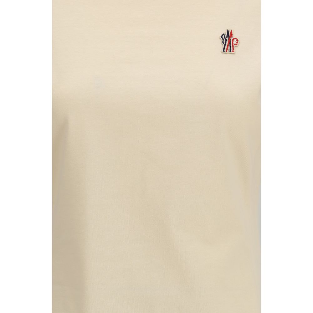 Beige Cotton T-Shirt with Reflective Details