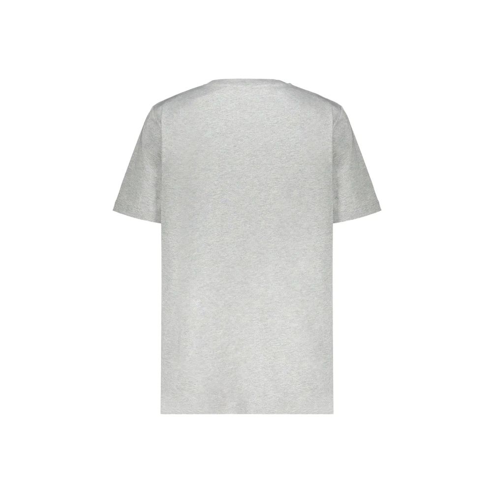 Gray Cotton T-Shirt with Contrast Logo Print