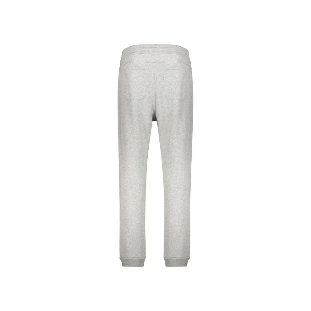 Gray Cotton Joggers with Contrast Logo Print