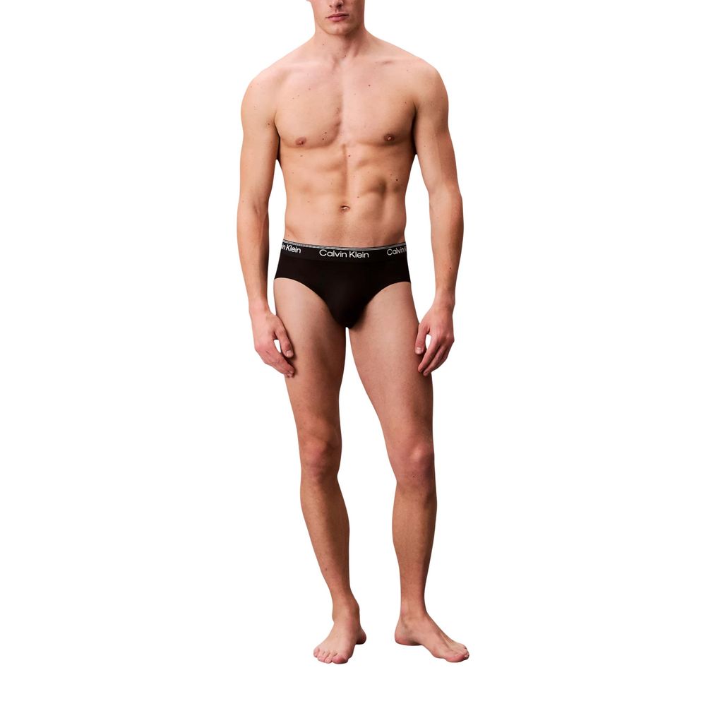 Black Synthetic Briefs with Logo Waistband 3-Pack