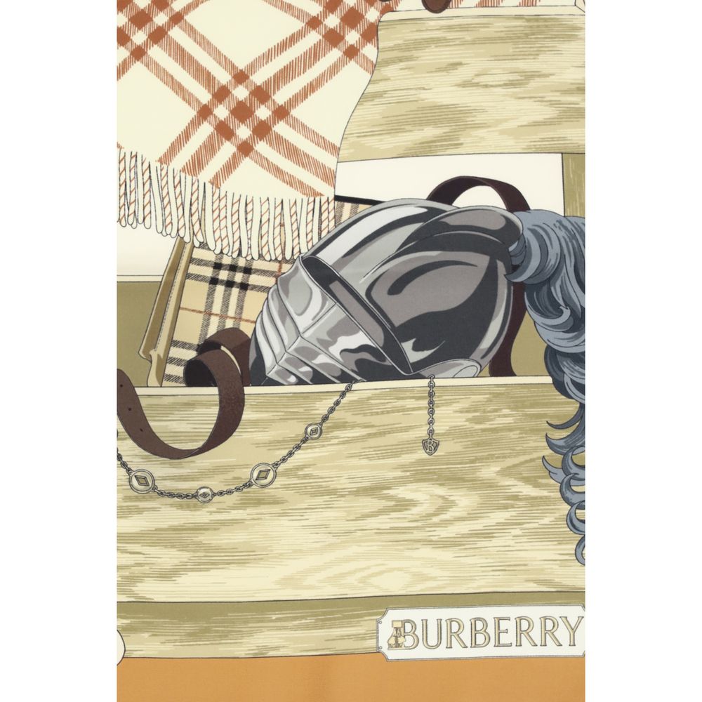 Multicolor Silk Scarf with Burberry Graphic Design