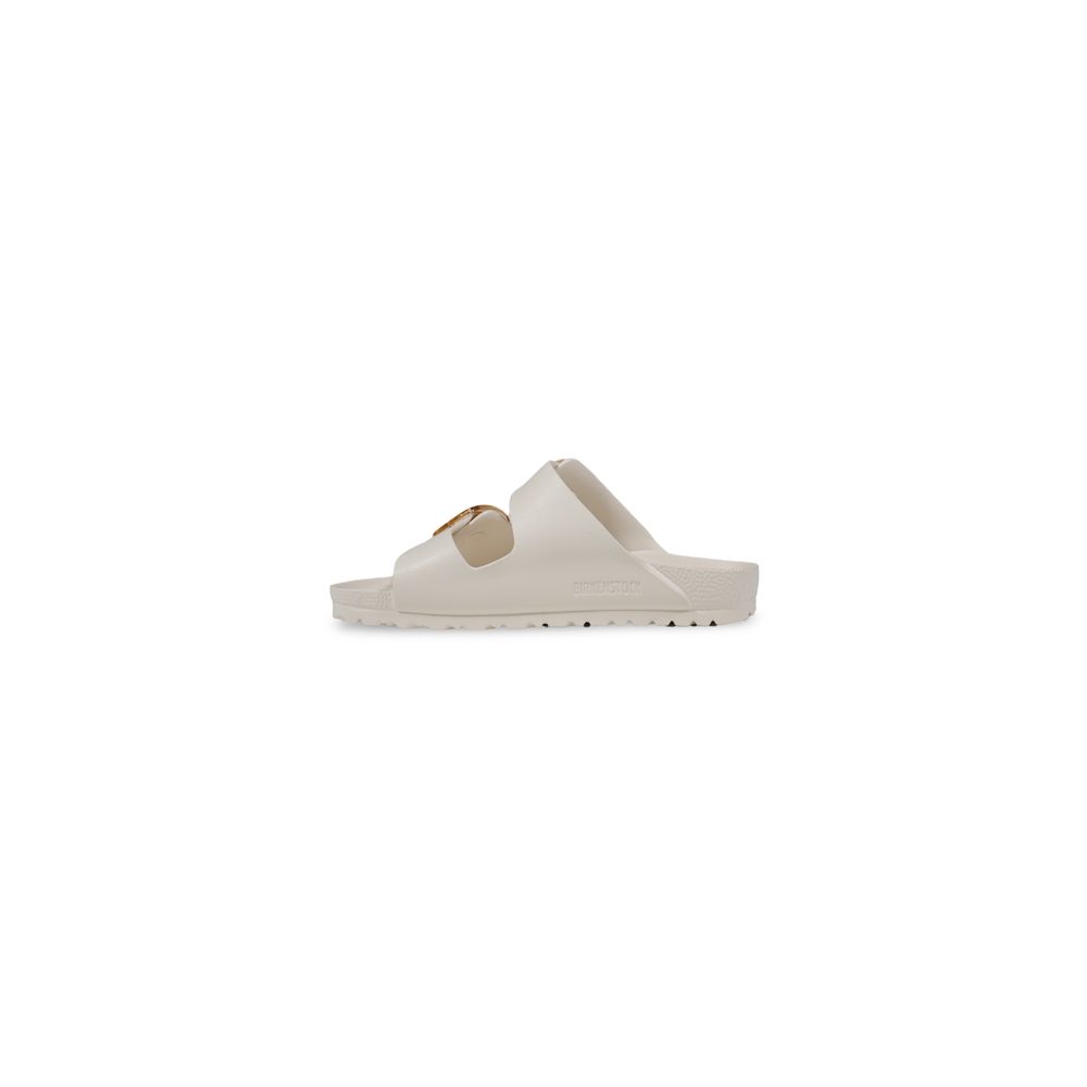 White Synthetic Foam Sandals with Oversized Buckle
