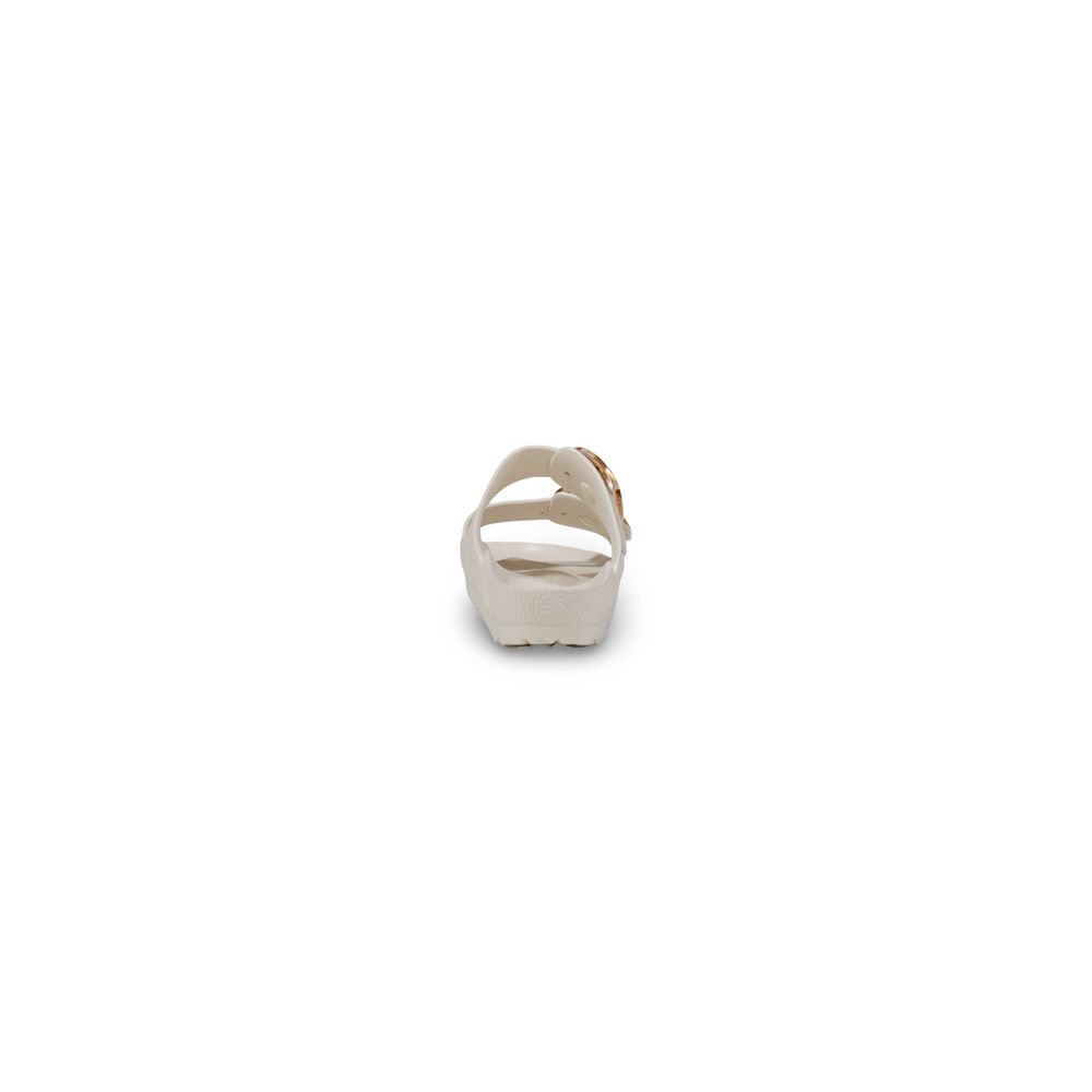 White Synthetic Foam Sandals with Oversized Buckle