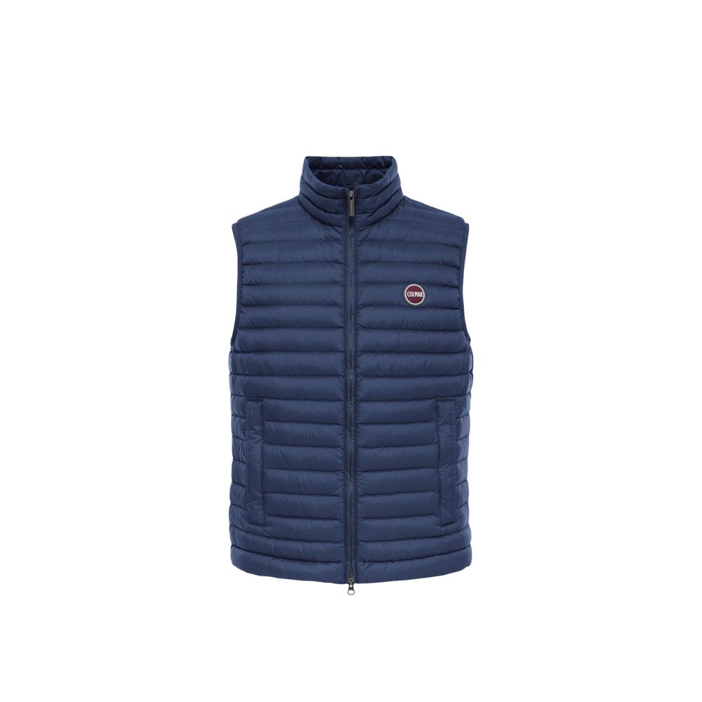 Blaue wattierte ärmellose Jacke aus Synthetik