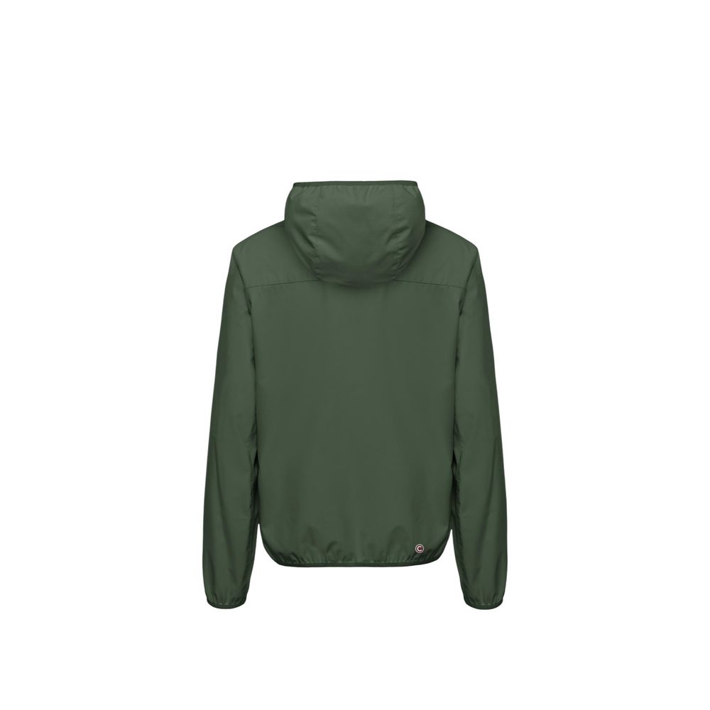 Green Synthetic Shell Jacket with Hood