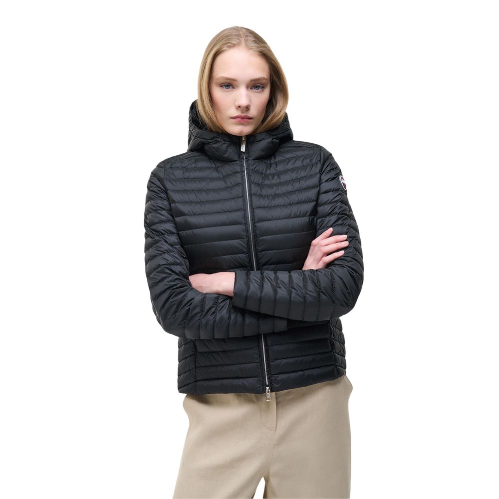 Schwarzer Synthetikmantel mit Steppdesign