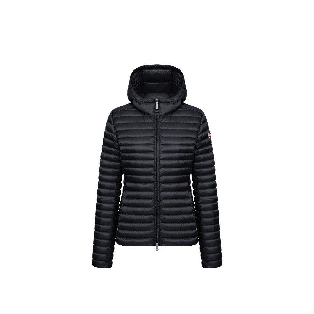 Black Synthetic Quilted Coat with Hood