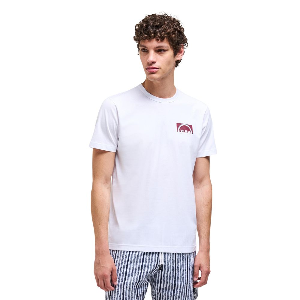 White Cotton T-Shirt with Colmar Logo Detail