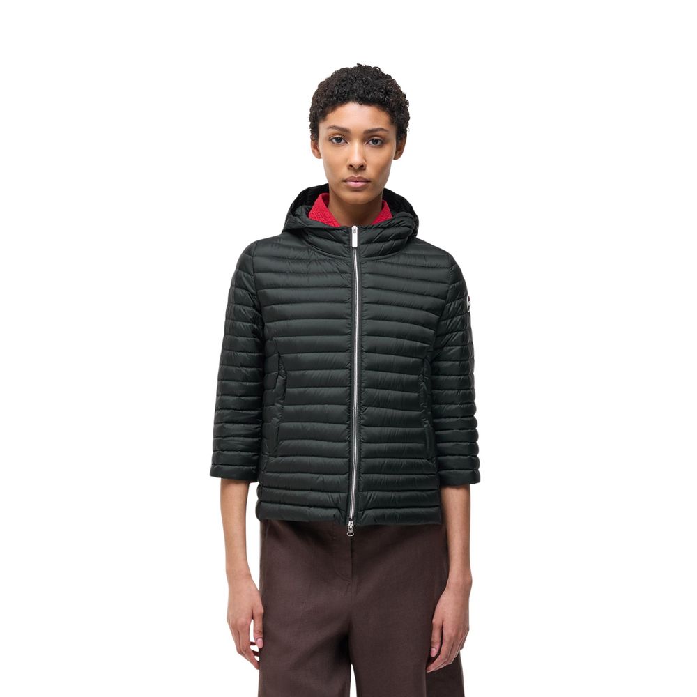 Schwarze synthetische Kapuzenjacke