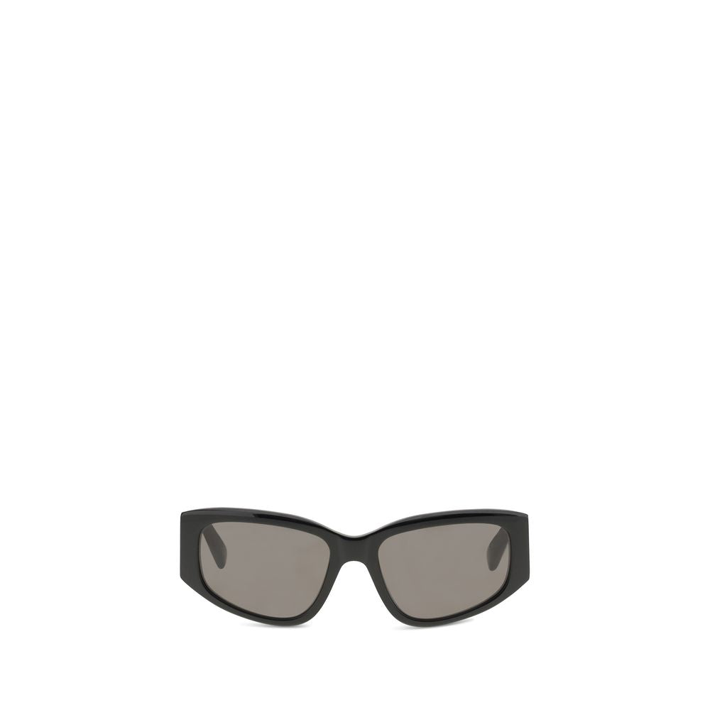 Schwarze rechteckige Sonnenbrille aus Synthetik mit Logo-Detail