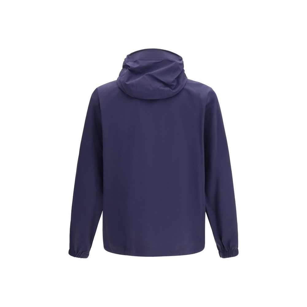 Blaue Kunstfaserjacke mit Kapuze