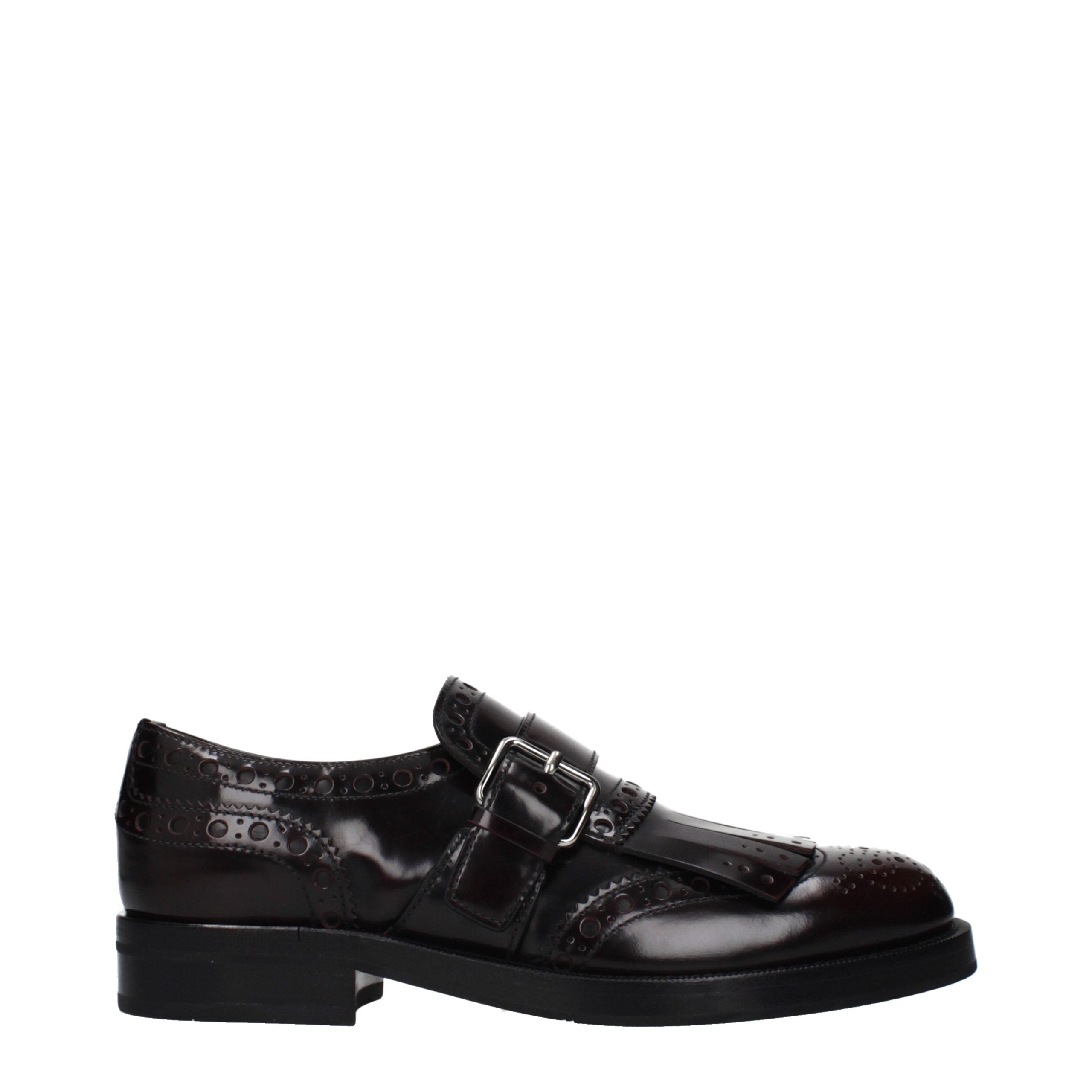 Red Leather Loafers with Front Detail Slip-On