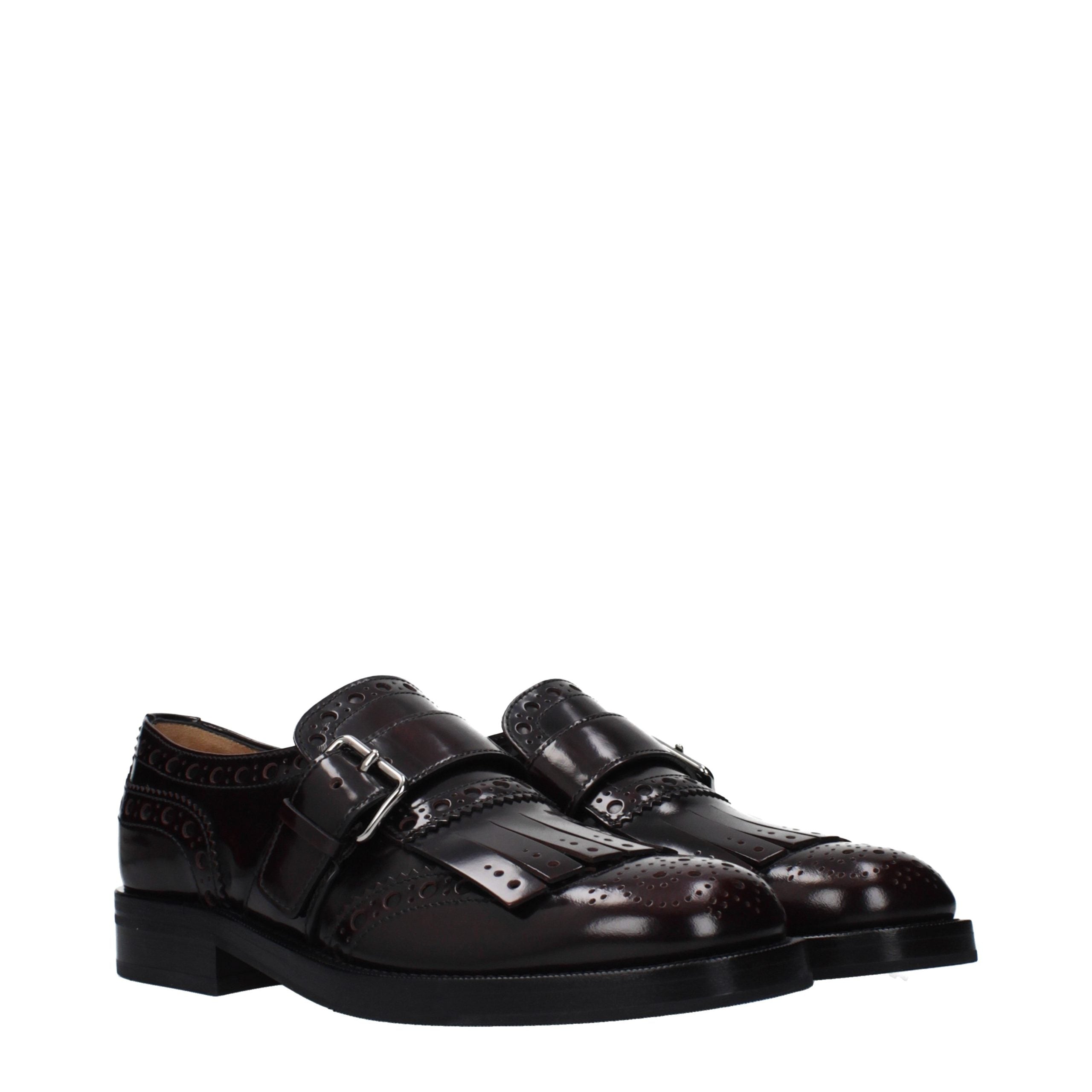 Red Leather Loafers with Front Detail Slip-On