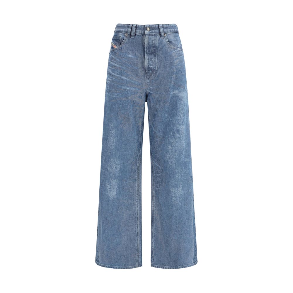 Blaue weite Jeans aus Baumwolle mit lässiger Passform