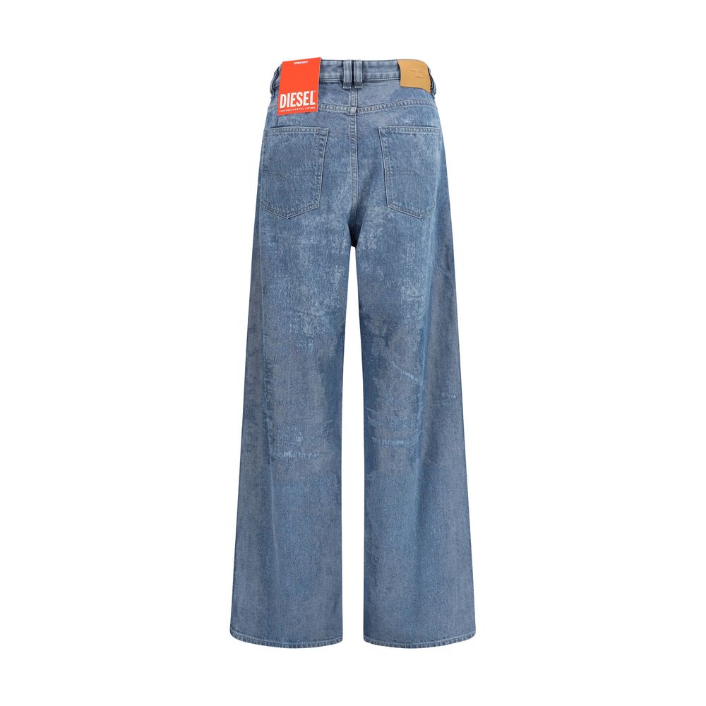 Blaue weite Jeans aus Baumwolle mit lässiger Passform