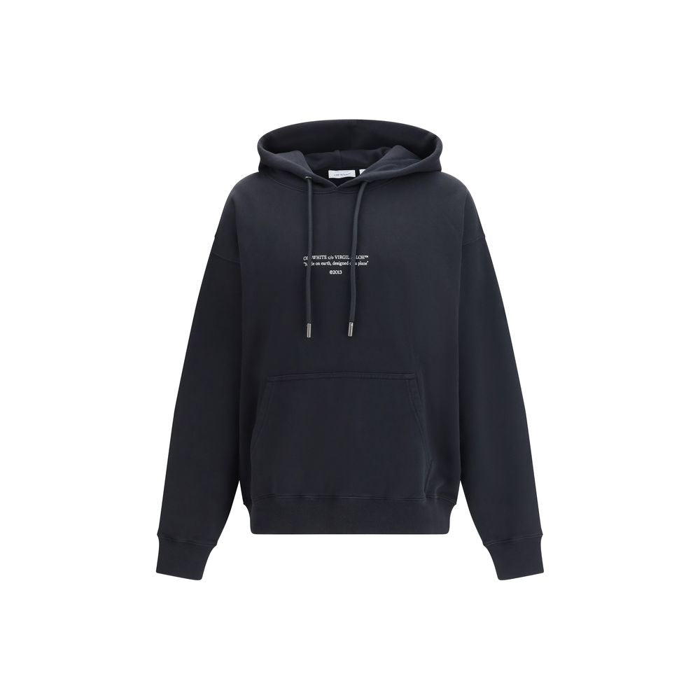 Black Cotton Hoodie with Logo Print