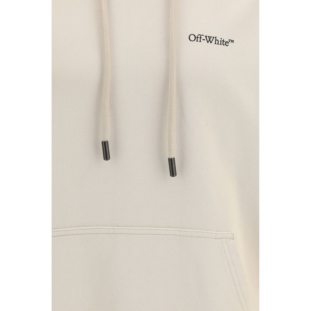 Beige Cotton Hoodie with Off-White Logo