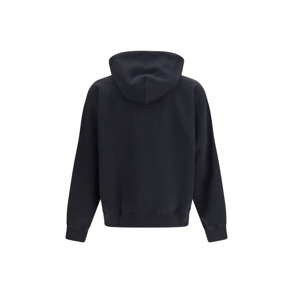 Schwarzes Baumwoll-Sweatshirt mit Pfeilmotiv und Kapuze