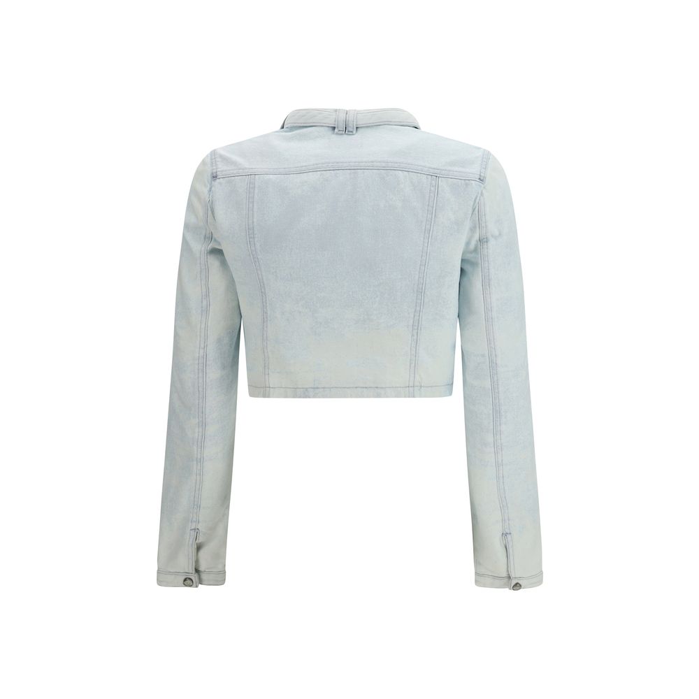 Blaue Baumwoll-Bikerjacke mit Metallic-Details