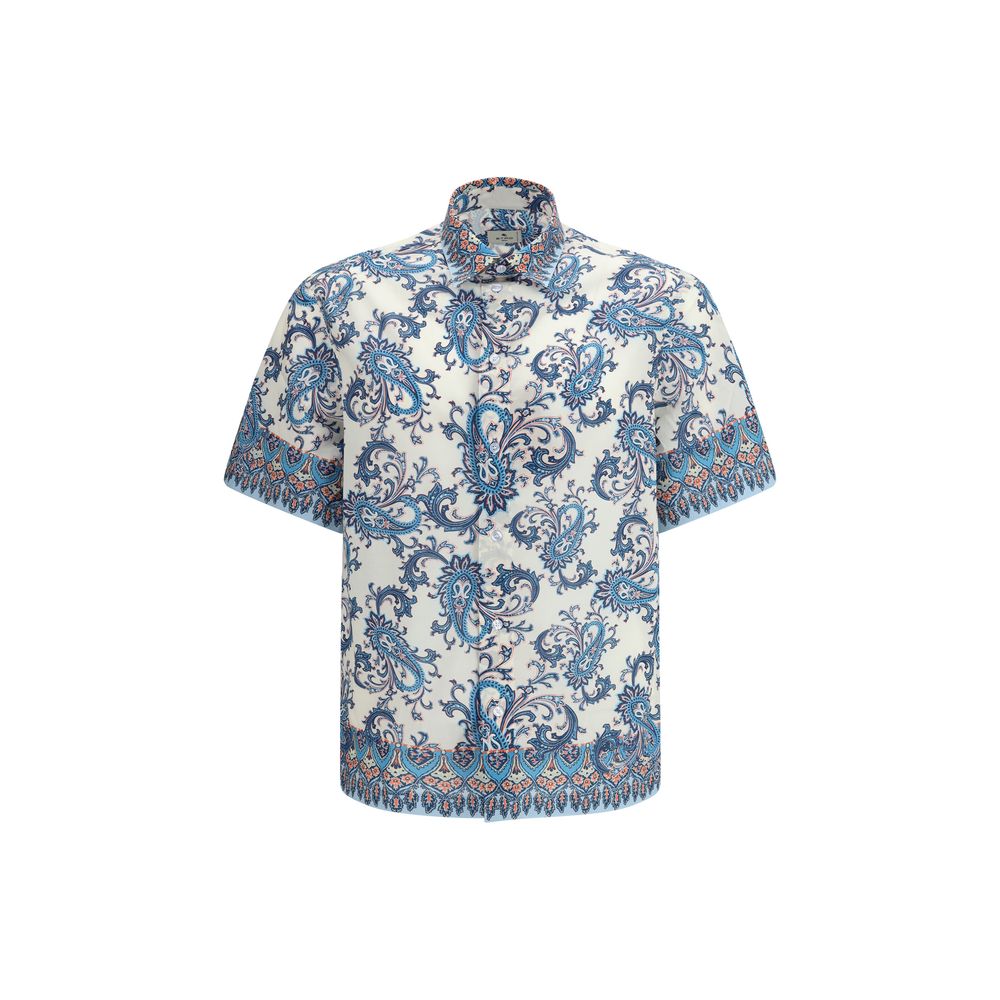 Blaues Baumwollhemd mit floralem Paisleymuster