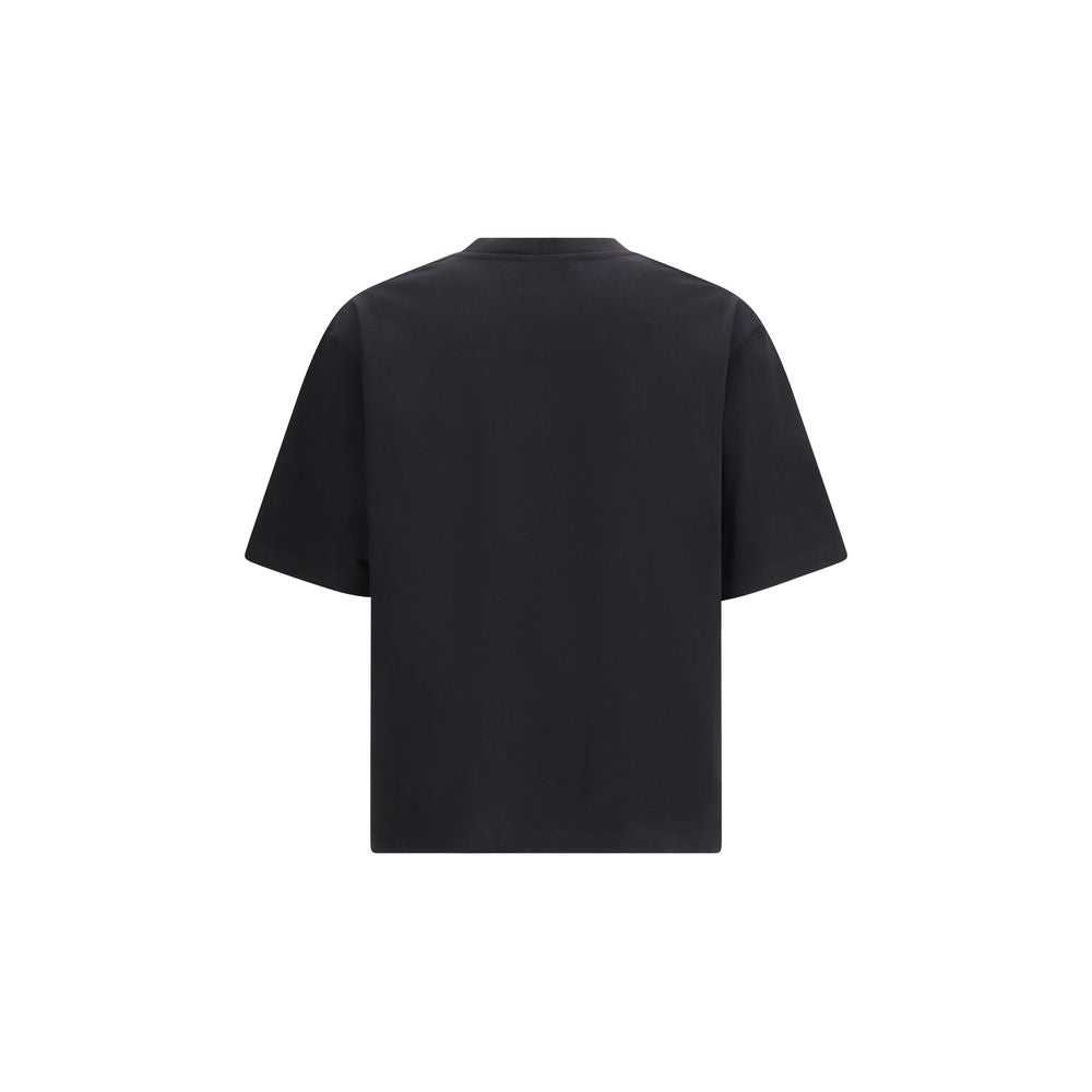 Black Cotton T-Shirt with Logo Print